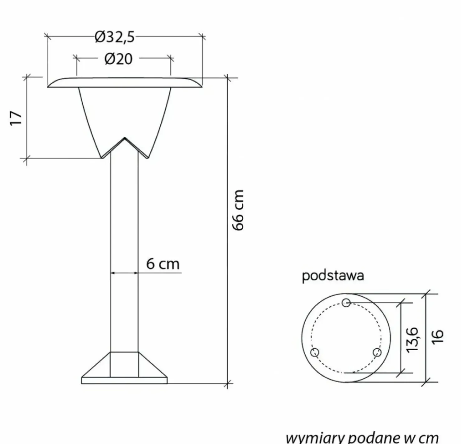 Lampa ogrodowa o wysokości 66cm 1083-66 z serii BIANCA*Sklep Kaja Best