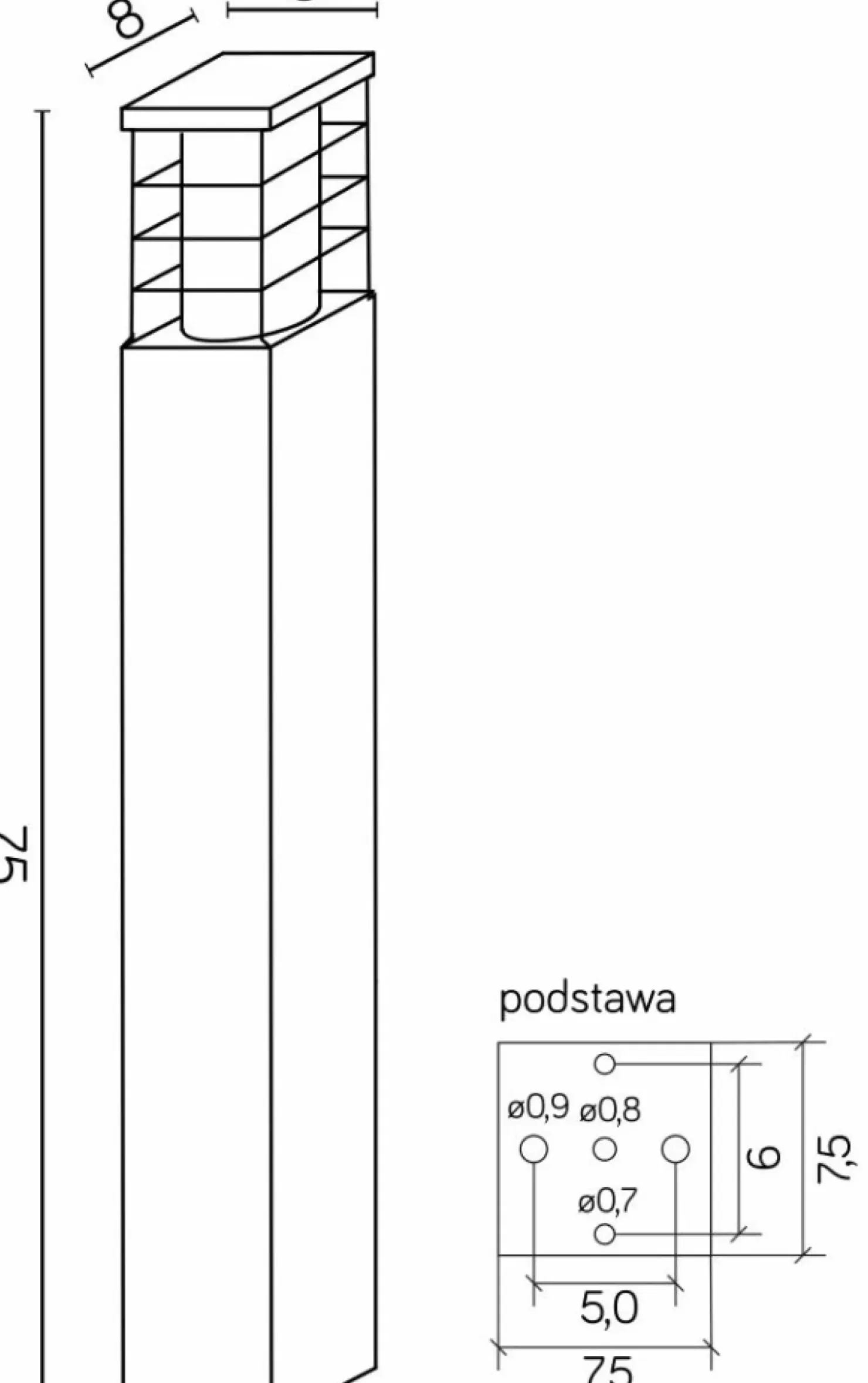 Lampa ogrodowa, kolor, wys. 75cm RADO II 1 AL z serii RADO II | Kaja Ośw*Sklep Kaja Sale