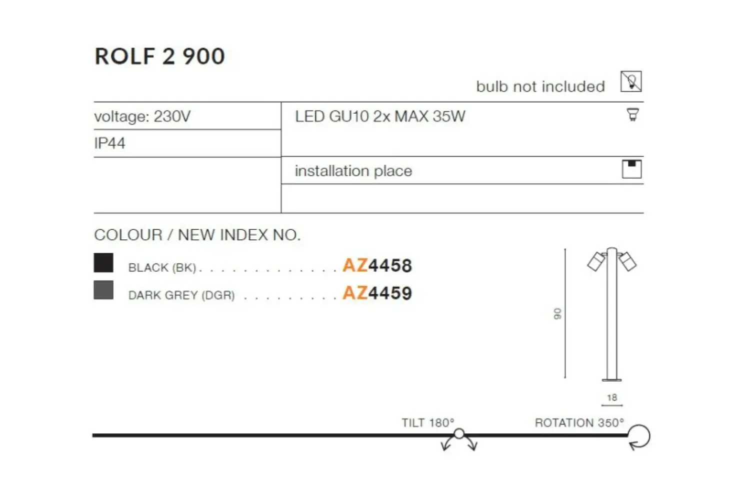Lampa ogrodowa stojąca czarna dwukierunkowa AZ4458 ROLF | Kaja*Sklep Kaja Outlet