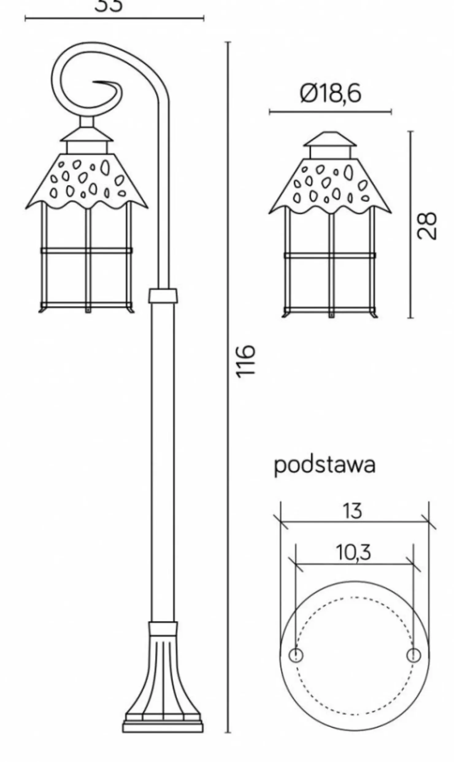 Lampa ogrodowa, uchwyt w kształcie ślimaka K 5002/2/R z serii TOLEDO | Kaja Oświ*Sklep Kaja Cheap