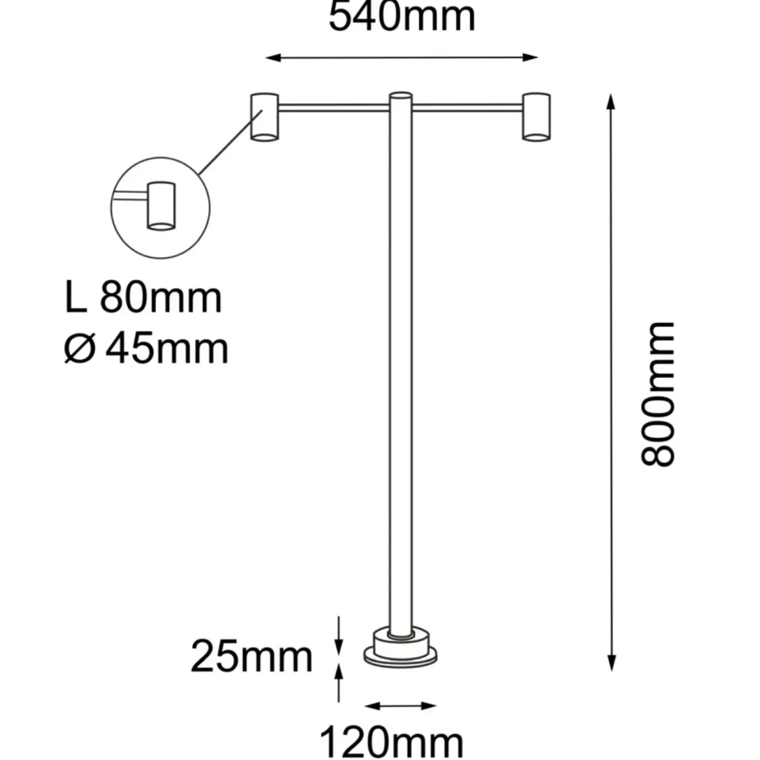 Lampa ogrodowa z dwoma ramionami 80cm ANT 9922 NISEKO | Kaja*Sklep Kaja Sale
