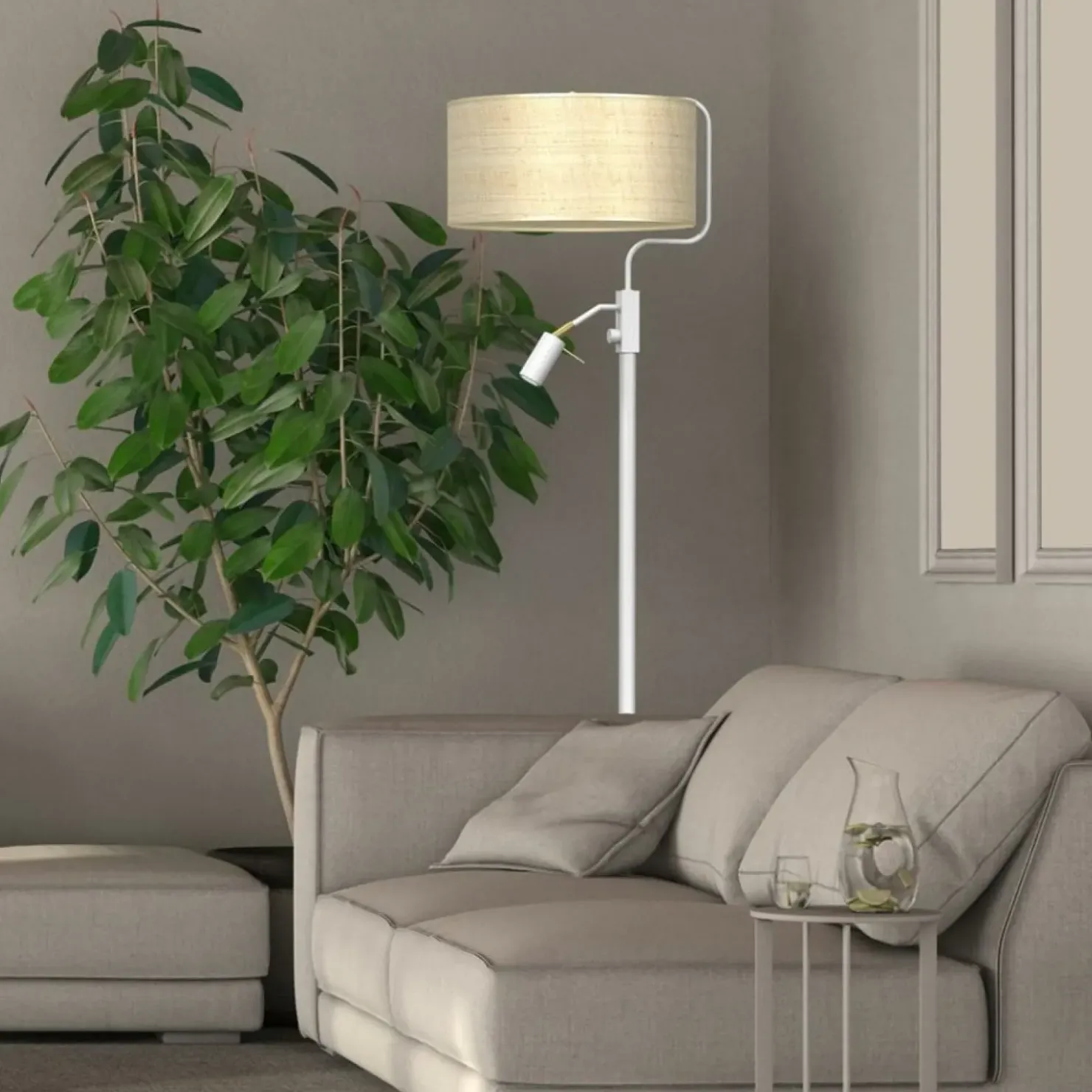Lampa podłogowa do sypialni, z abażurem MLP7492 z serii MARSHALL | Kaja Oświetle*Sklep Kaja Sale