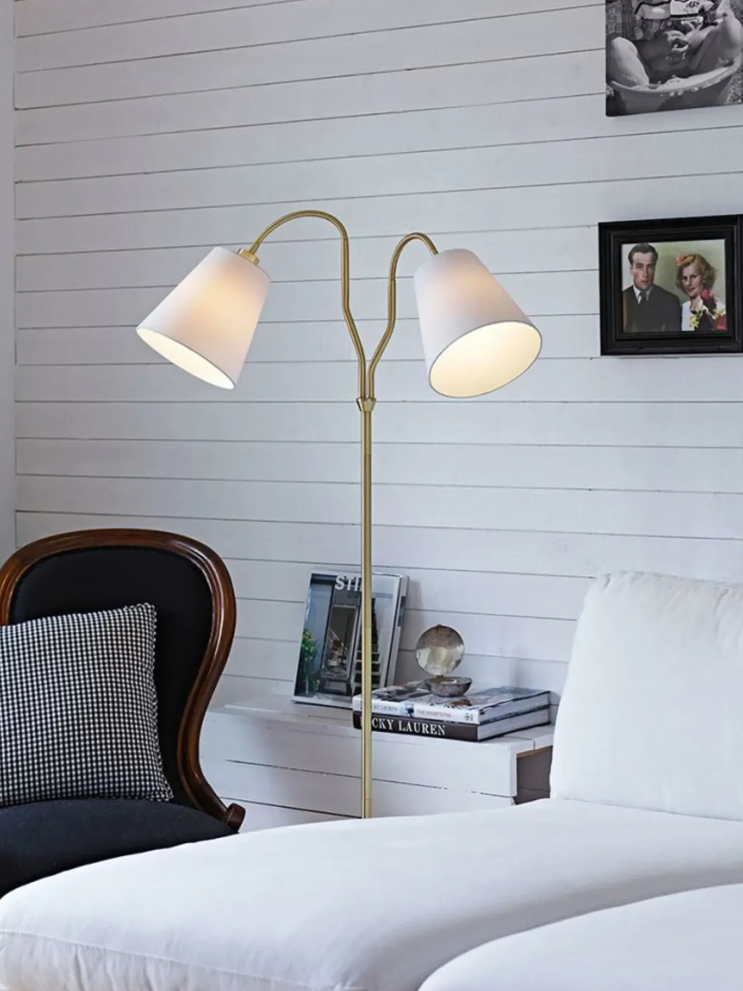 Lampa podłogowa dwoma kloszami złota oprawa 105274 | Kaja Oświetlenie*Sklep Kaja Best Sale