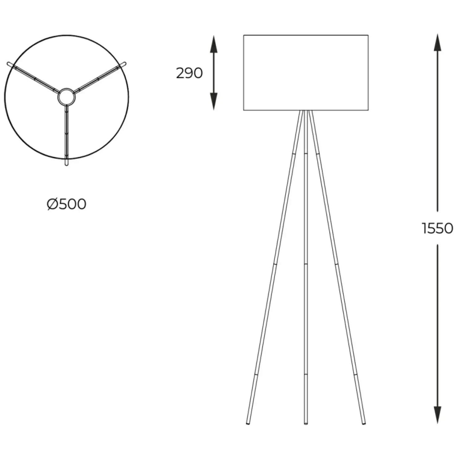 Lampa podłogowa trójnóg z abażurem H06-GD-BL INGA| Kaja Oświetlenie*Sklep Kaja Store