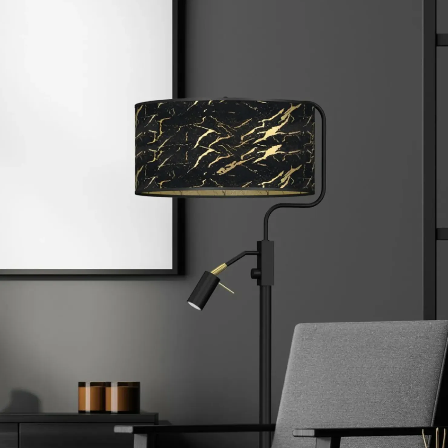 Lampa podłogowa z abażurem i doświetleniem MLP7300 z serii SENSO | Kaja Oświetle*Sklep Kaja Best