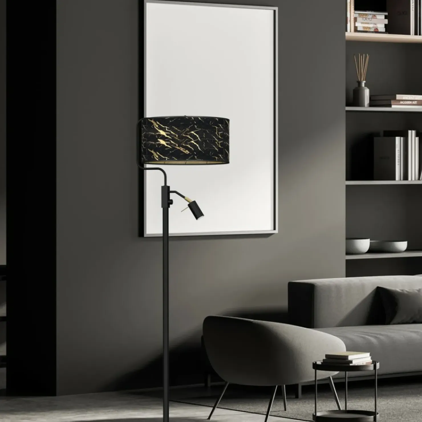 Lampa podłogowa z abażurem i doświetleniem MLP7300 z serii SENSO | Kaja Oświetle*Sklep Kaja Best
