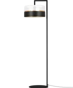 Lampa podłogowa z czarno-białym abażurem, do salonu K-5295 z serii VEGA*Sklep Kaja Online