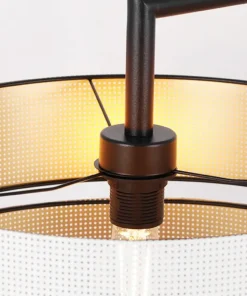Lampa podłogowa z czarno-białym abażurem, do salonu K-5295 z serii VEGA*Sklep Kaja Online