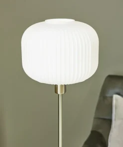 Lampa podłogowa złota oprawa i biały klosz 108054 | Kaja Oświetlenie*Sklep Kaja New