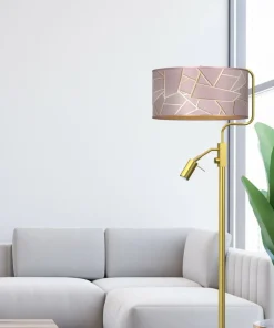 Lampa połogowa ze złotą podstawą, z abażurem MLP7593 z serii ZIGGY | Kaja Oświet*Sklep Kaja Hot