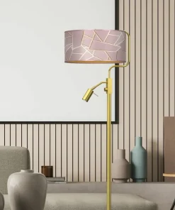 Lampa połogowa ze złotą podstawą, z abażurem MLP7593 z serii ZIGGY | Kaja Oświet*Sklep Kaja Hot