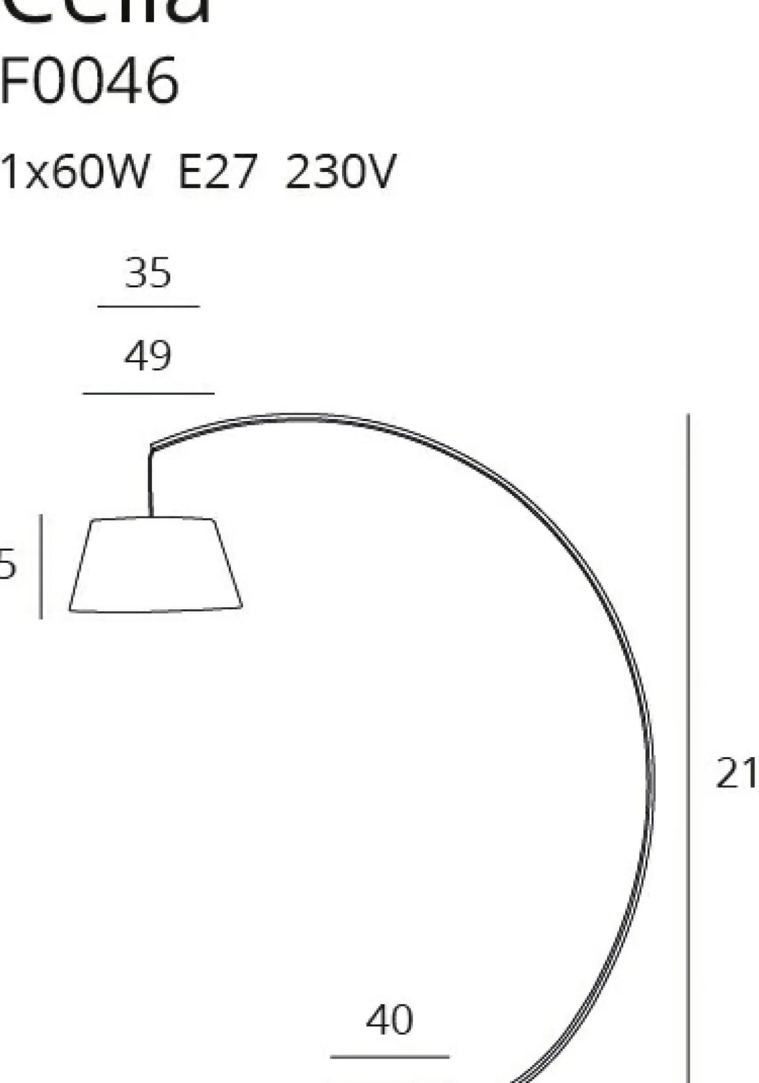 Lampa stojąca w kształcie łuku, do salonu MX F0046 CELIA | Kaja*Sklep Kaja Discount