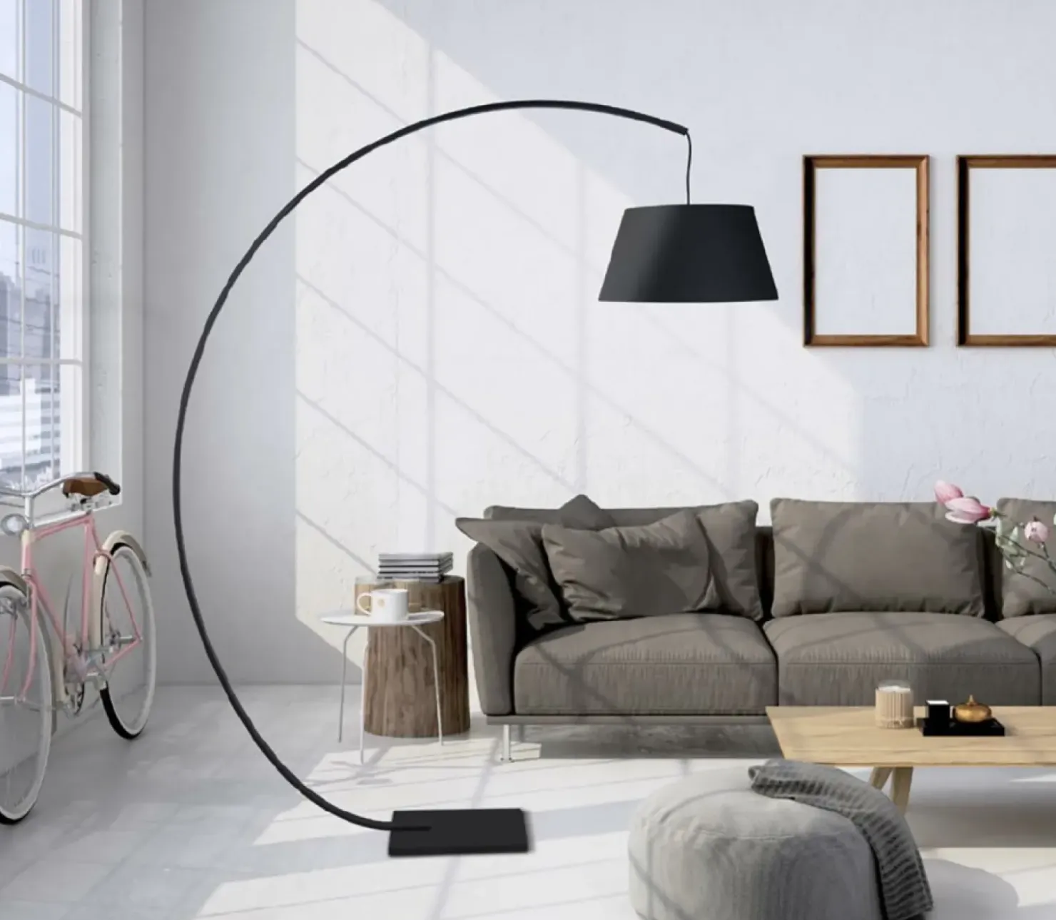 Lampa stojąca w kształcie łuku, do salonu MX F0046 CELIA | Kaja*Sklep Kaja Discount