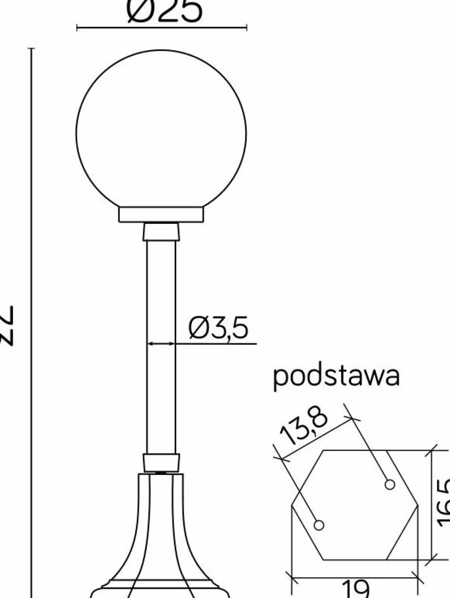 Lampa stojąca z kloszem, śr. 25cm K 5002/3/KP 250 z serii KULE CLASSIC | Kaja Oś*Sklep Kaja Best