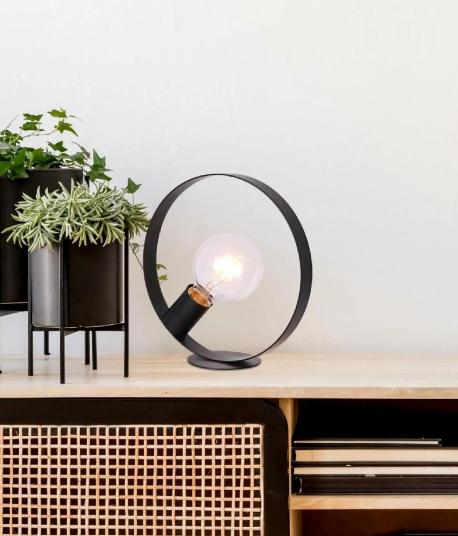 Lampa stołowa czarna okrągła E27 LEDEA 50501202 NEXO | Kaja*Sklep Kaja Online