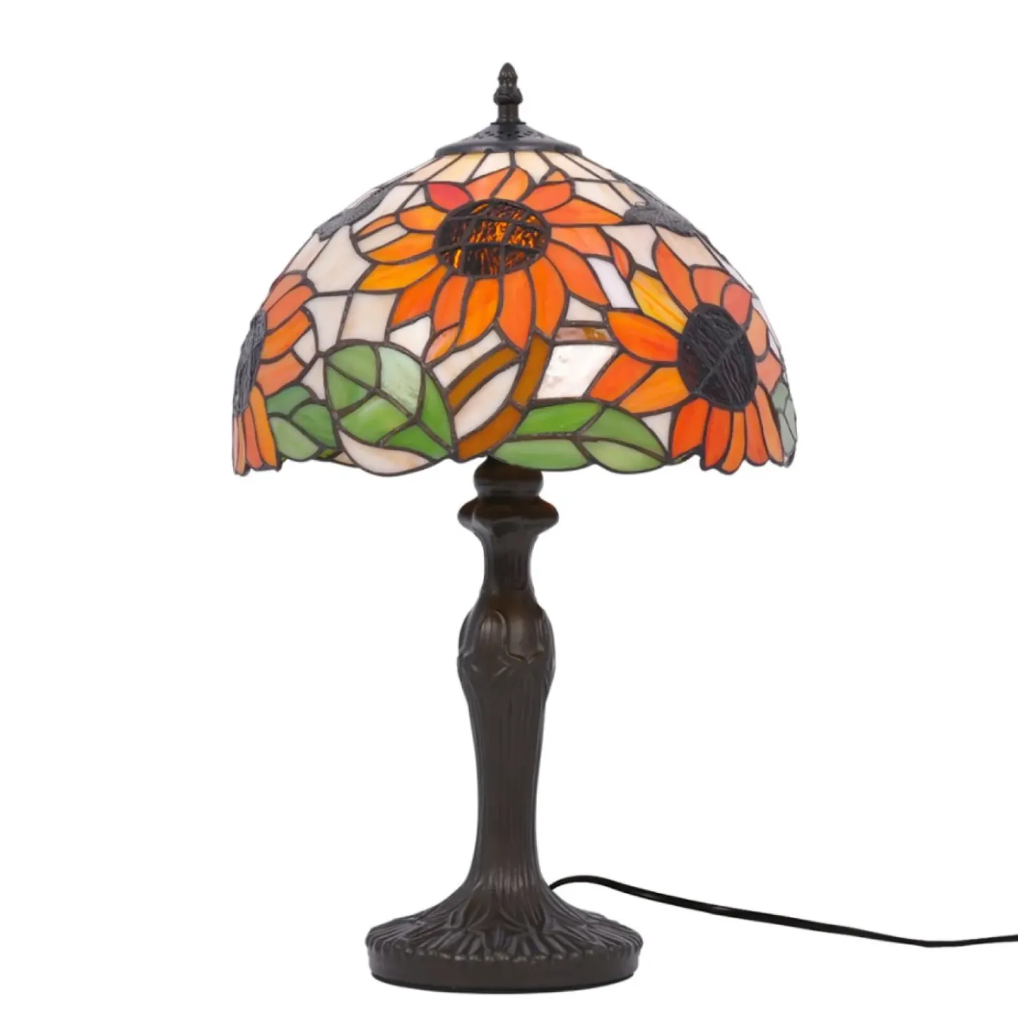 Lampa stołowa wyjątkowym, witrażowym kloszem K-G12814 z serii SUNFLOWER*Sklep Kaja Clearance