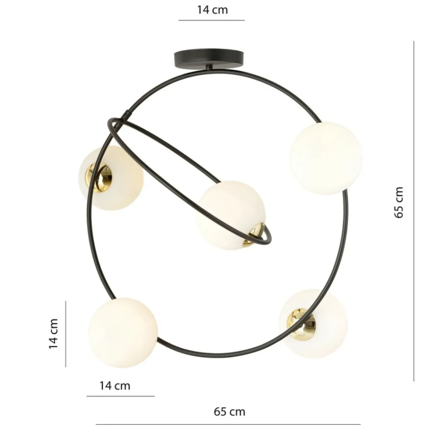 Store Sklep Kaja Lampa sufitowa - okręgi ze złotymi dekoracjami 1293/5 z serii STARDOM
