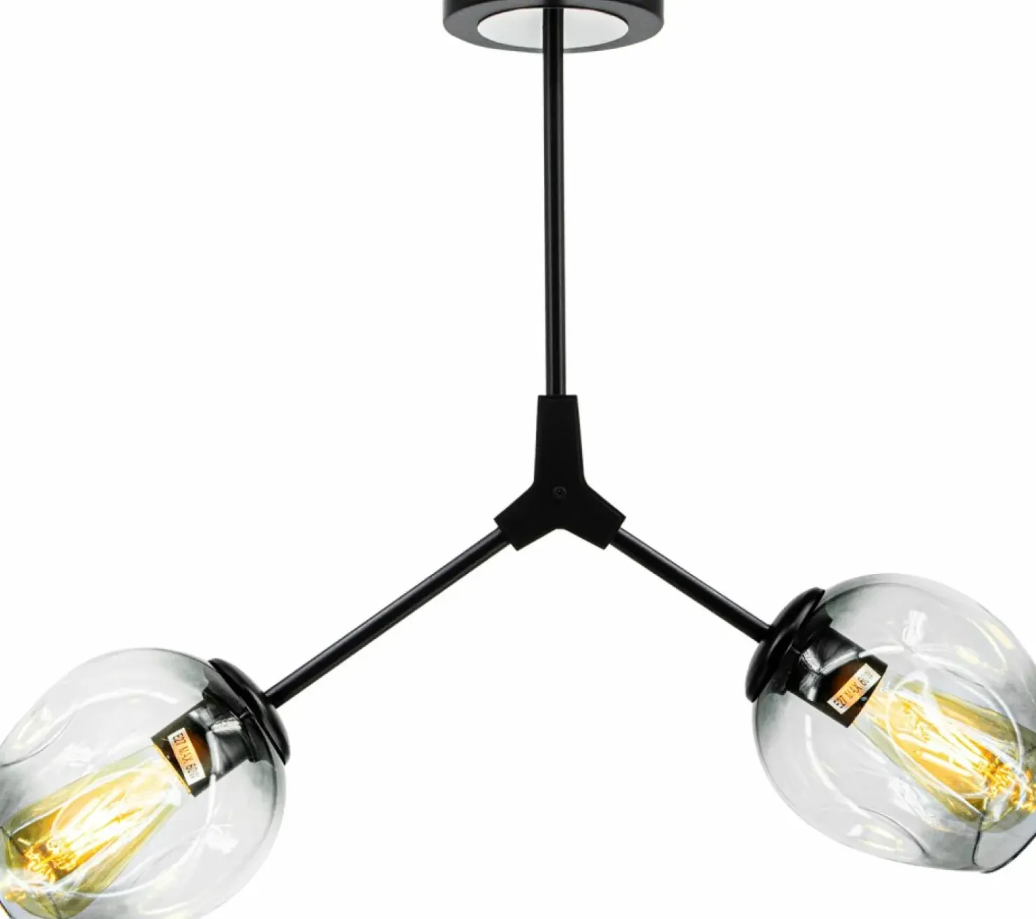 Best Sale Sklep Kaja Lampa sufitowa czarna oprawa dwa klosze 1962/2 BLACK-BL | Kaja czarny