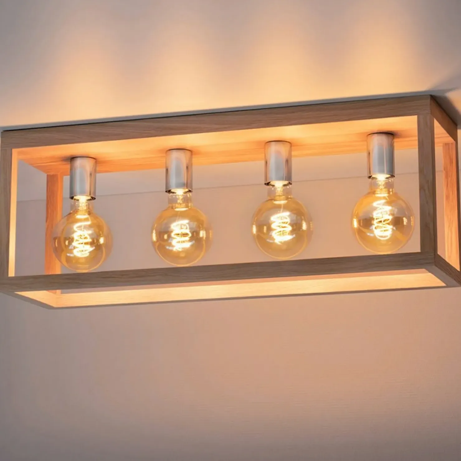 Cheap Sklep Kaja Lampa sufitowa dębowy box na ozdobne żarówki 9158474L KAGO | Kaja