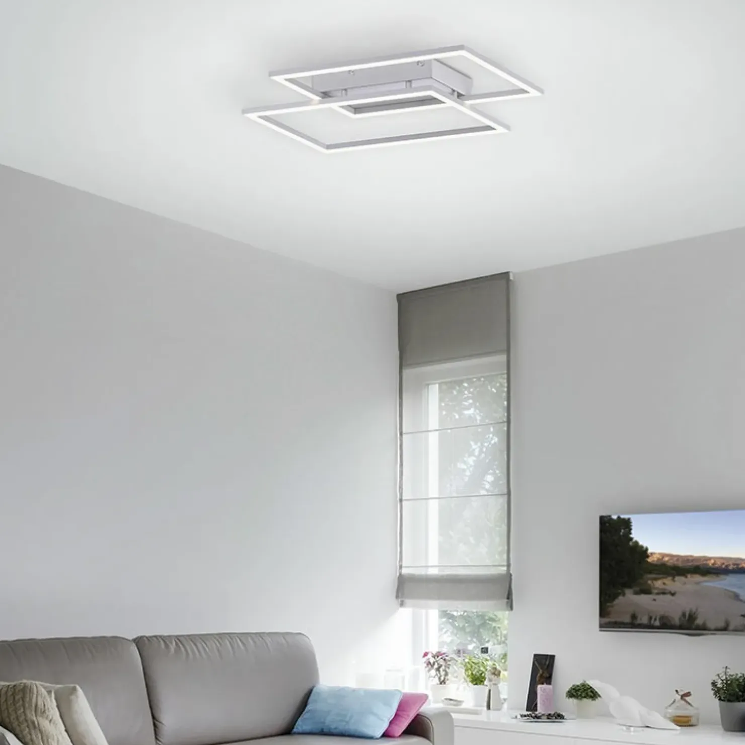 Best Sklep Kaja Lampa sufitowa LED - dwa prostokąty 8192-55 z serii INIGO | Kaja szary