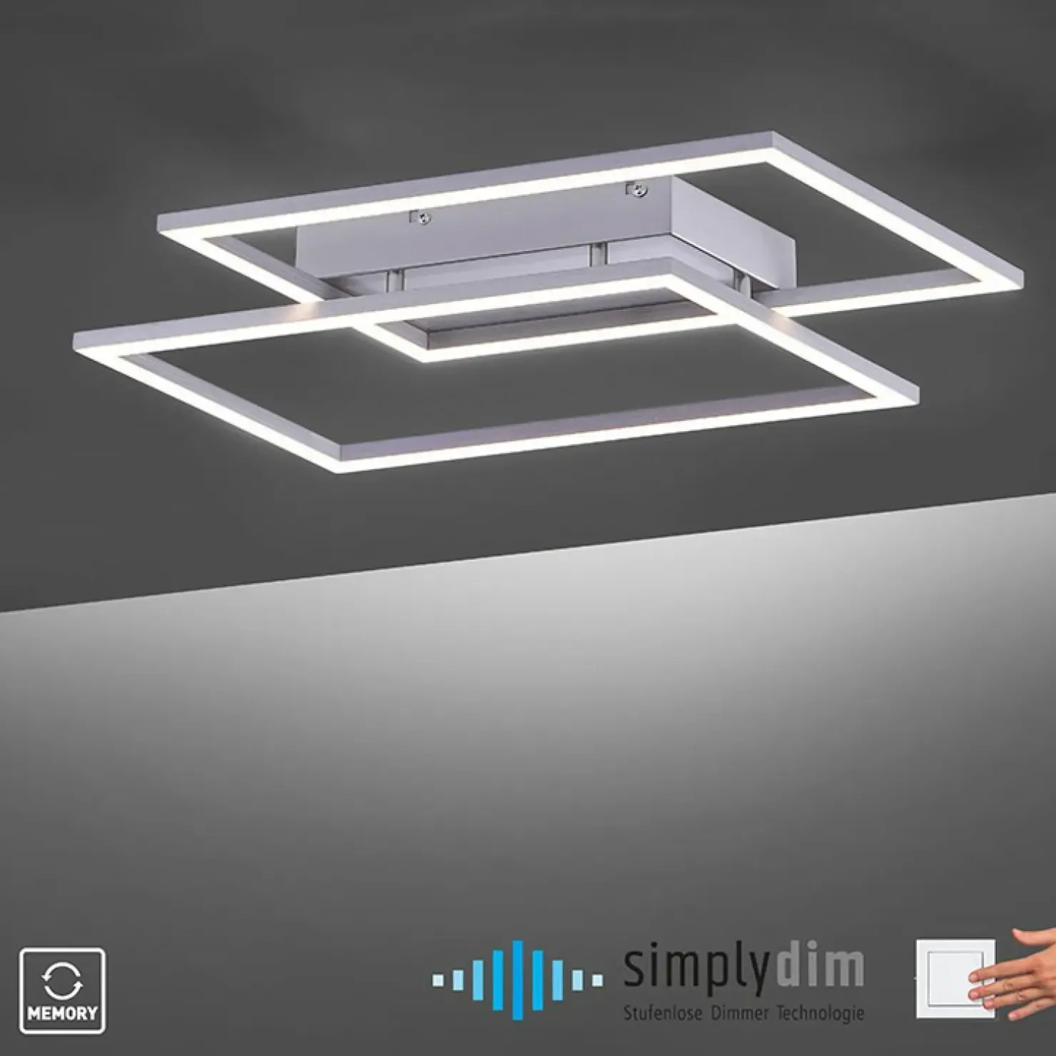 Best Sklep Kaja Lampa sufitowa LED - dwa prostokąty 8192-55 z serii INIGO | Kaja szary