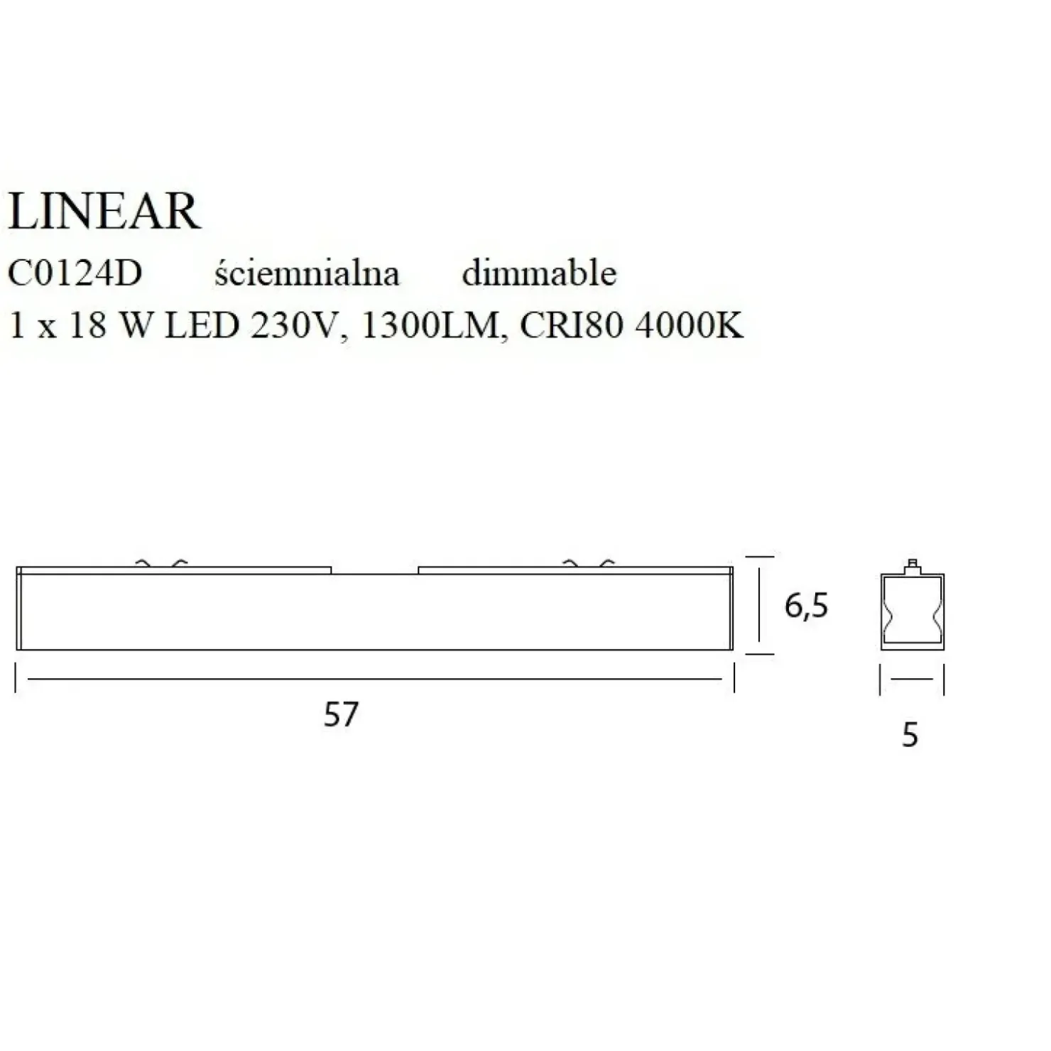 Lampa sufitowa LED ze ściemniaczem 57cm MX C0124D LINEAR | Kaja*Sklep Kaja Discount