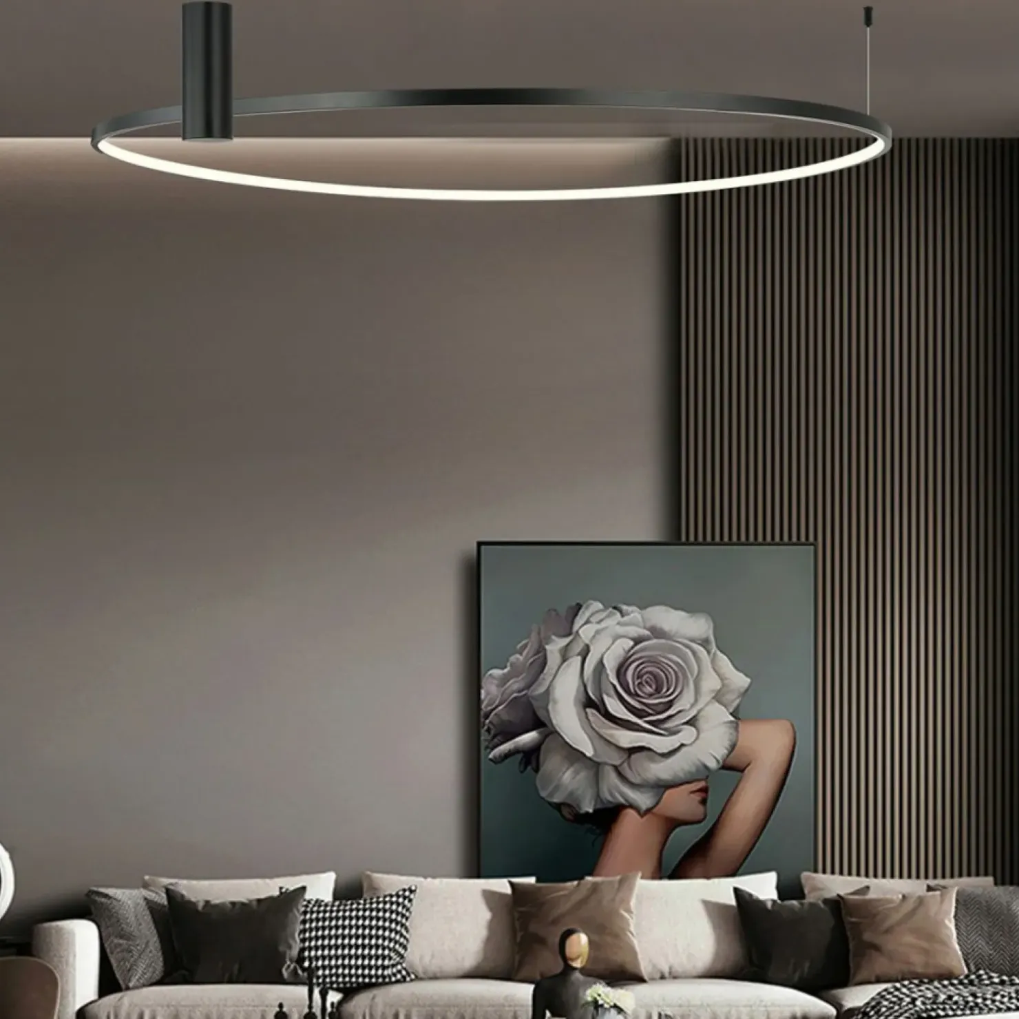 Sale Sklep Kaja Lampa sufitowa, ledowy ring 90cm LP-909/1C L BK RING | Kaja