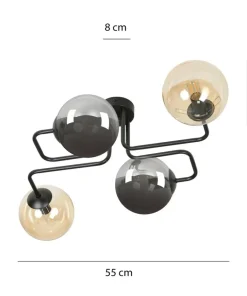 New Sklep Kaja Lampa sufitowa miodowe i grafitowe klosze 843/4M2 | Kaja Oświetlenie