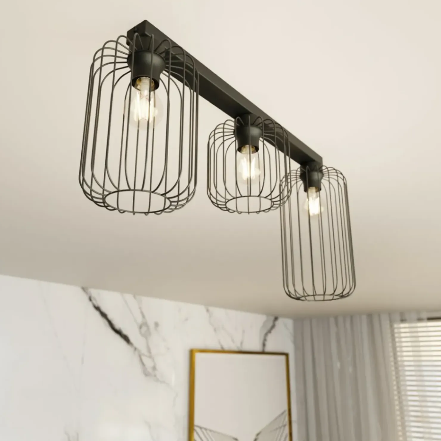 Shop Sklep Kaja Lampa sufitowa na podłużnej listwie 1367/3 z serii BARN czarny