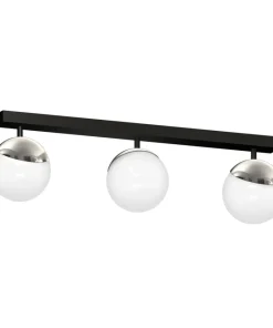 Outlet Sklep Kaja Lampa sufitowa na podłużnej listwie, trzy klosze MLP8873 z serii SFERA | Kaja Oś chrom