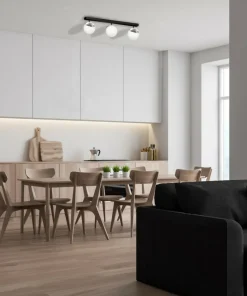 Outlet Sklep Kaja Lampa sufitowa na podłużnej listwie, trzy klosze MLP8873 z serii SFERA | Kaja Oś chrom