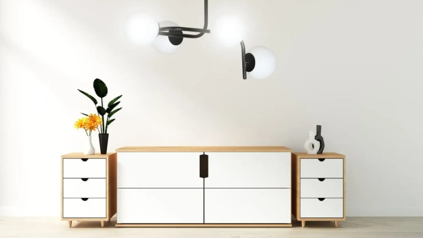 Shop Sklep Kaja Lampa sufitowa o obłym kształcie, białe klosze 1030/4A KALF | Kaja