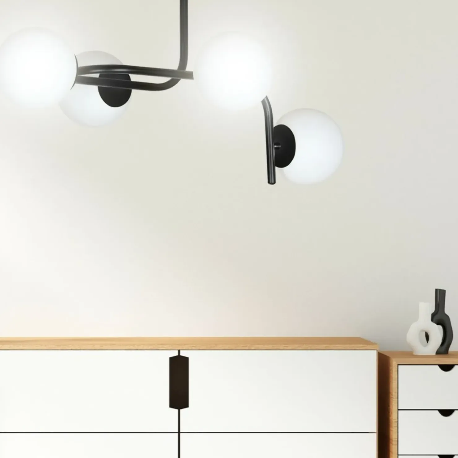 Shop Sklep Kaja Lampa sufitowa o obłym kształcie, białe klosze 1030/4A KALF | Kaja