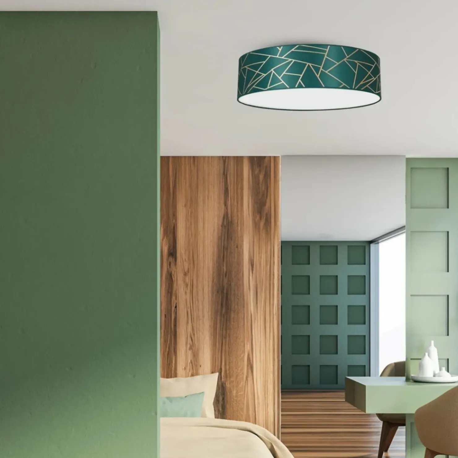 Lampa sufitowa, plafon złoto-zielone MLP7578 z serii ZIGGY | Kaja Oświetlenie*Sklep Kaja Store