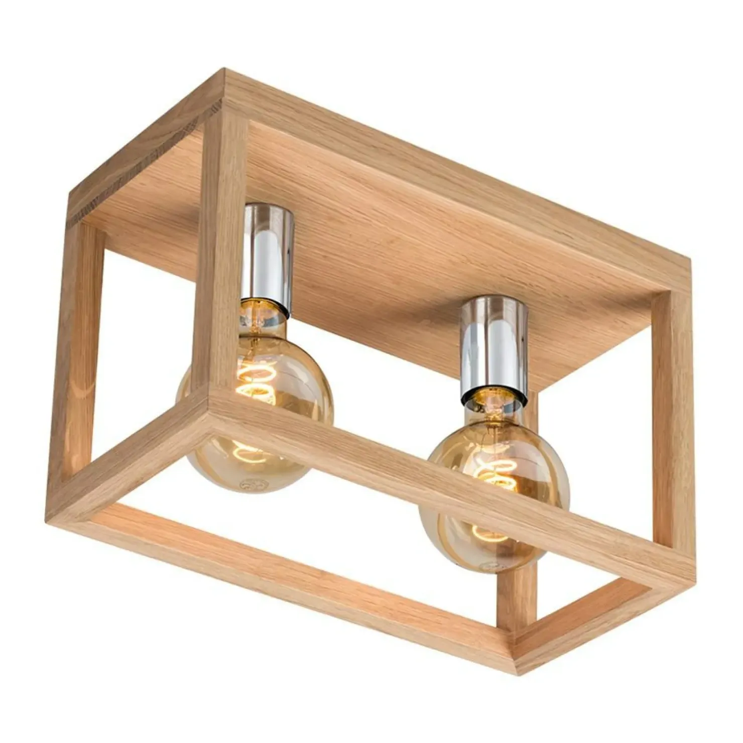 Outlet Sklep Kaja Lampa sufitowa podwójny drewniany box do sypialni 9158274 KAGO | Kaja