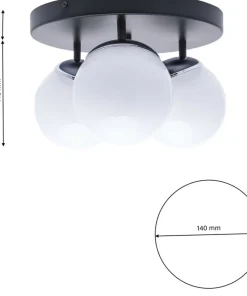 Clearance Sklep Kaja Lampa sufitowa, trzy klosze, czarna podstawa MLP8874 z serii SFERA | Kaja Oświet chrom