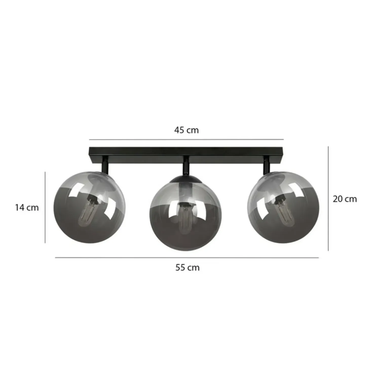 Sale Sklep Kaja Lampa sufitowa typu listwa z kulistymi kloszami 777/3 | Kaja