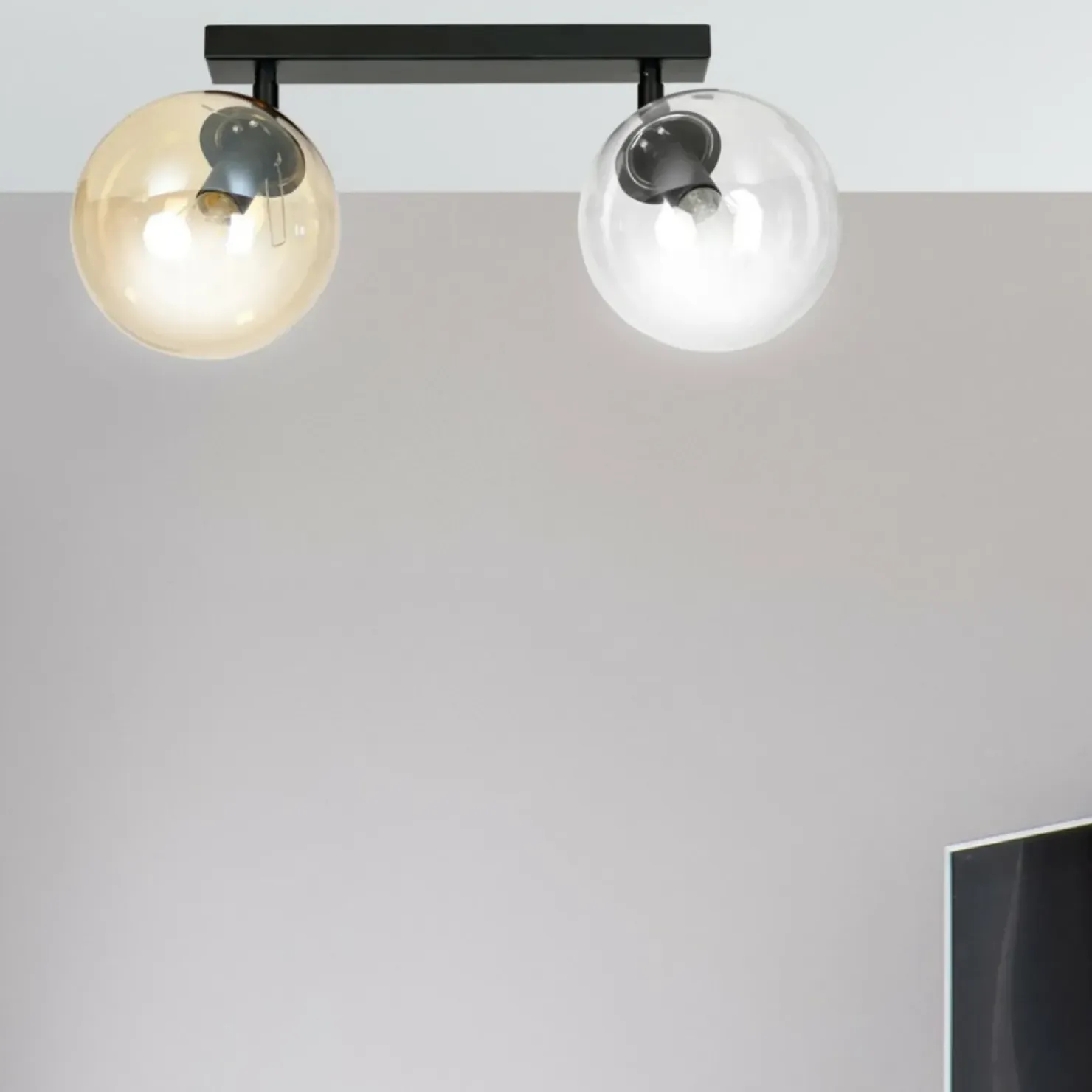 Flash Sale Sklep Kaja Lampa sufitowa typu listwa z dwoma kloszami 779/2 | Kaja Oświetlenie