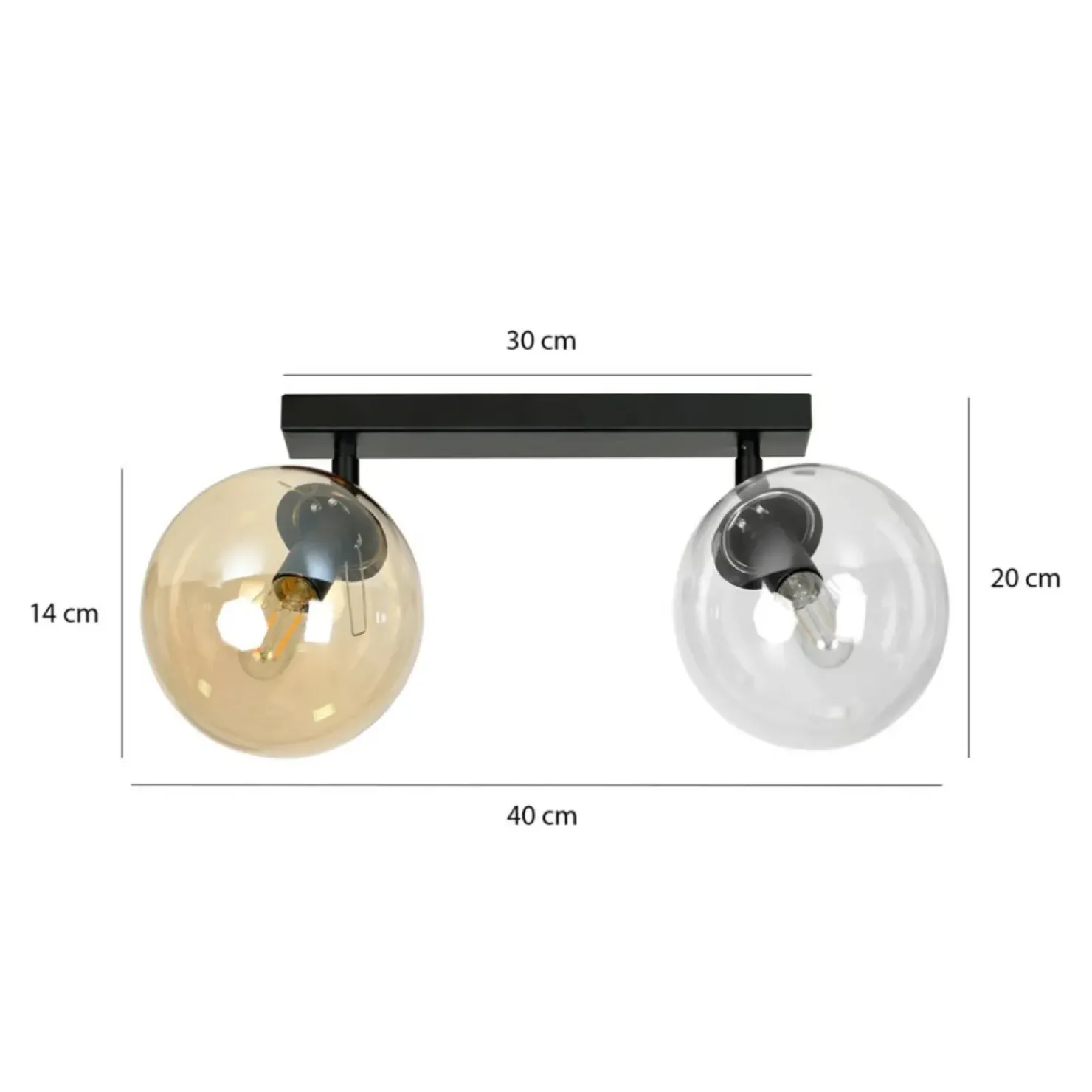 Flash Sale Sklep Kaja Lampa sufitowa typu listwa z dwoma kloszami 779/2 | Kaja Oświetlenie