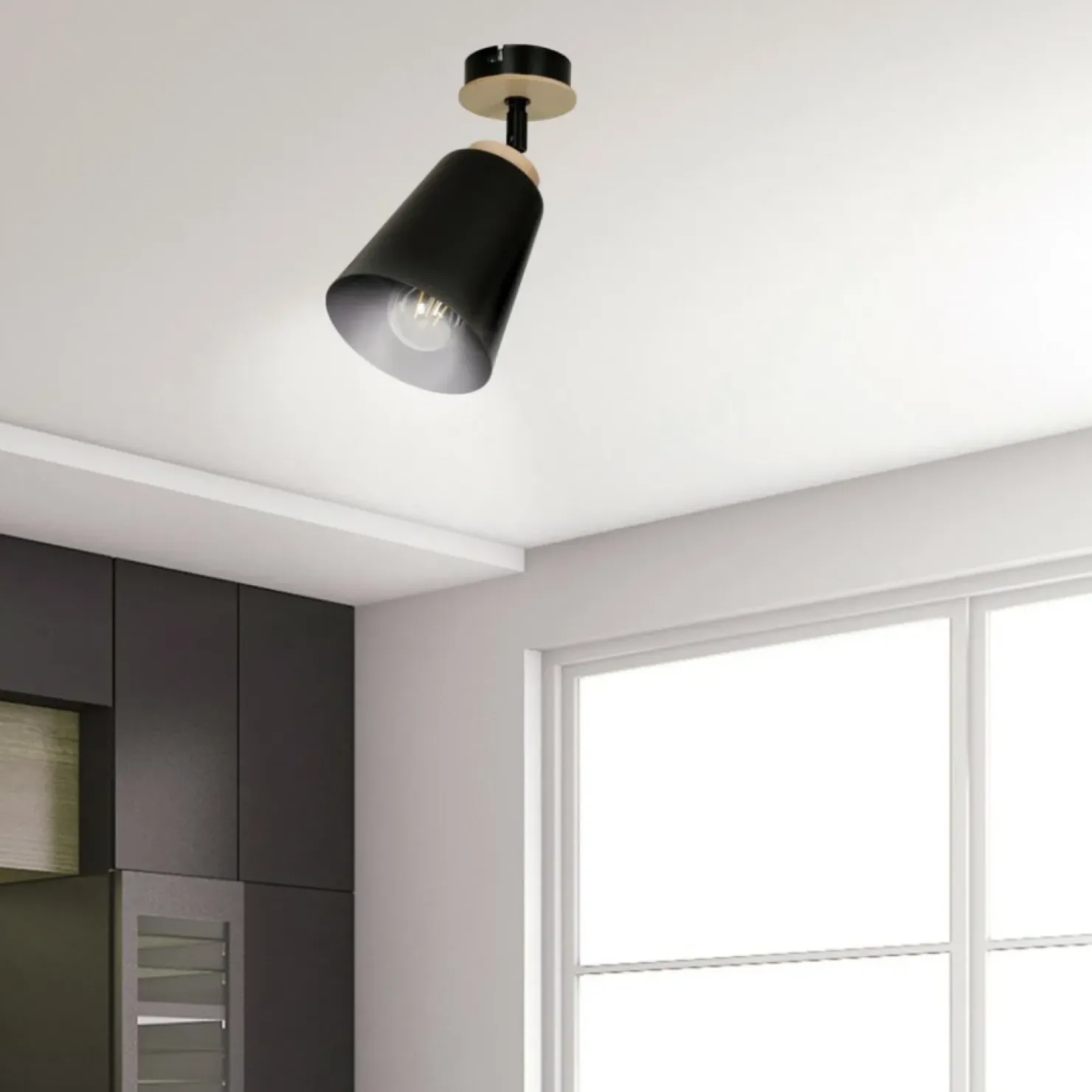 Cheap Sklep Kaja lampa sufitowa w kolorze czarnym i drewna 725/1 | Kaja Oświetlenie