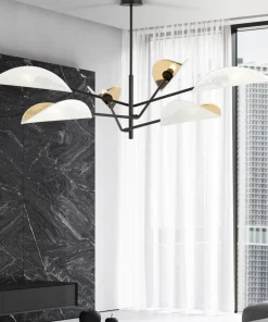 Store Sklep Kaja Lampa sufitowa z biało-złotymi abażurami 1159/6 VENE | Kaja