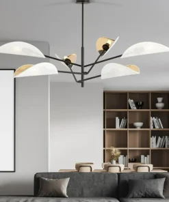 Store Sklep Kaja Lampa sufitowa z biało-złotymi abażurami 1159/6 VENE | Kaja