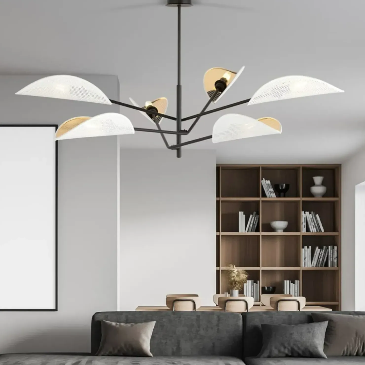 Store Sklep Kaja Lampa sufitowa z biało-złotymi abażurami 1159/6 VENE | Kaja
