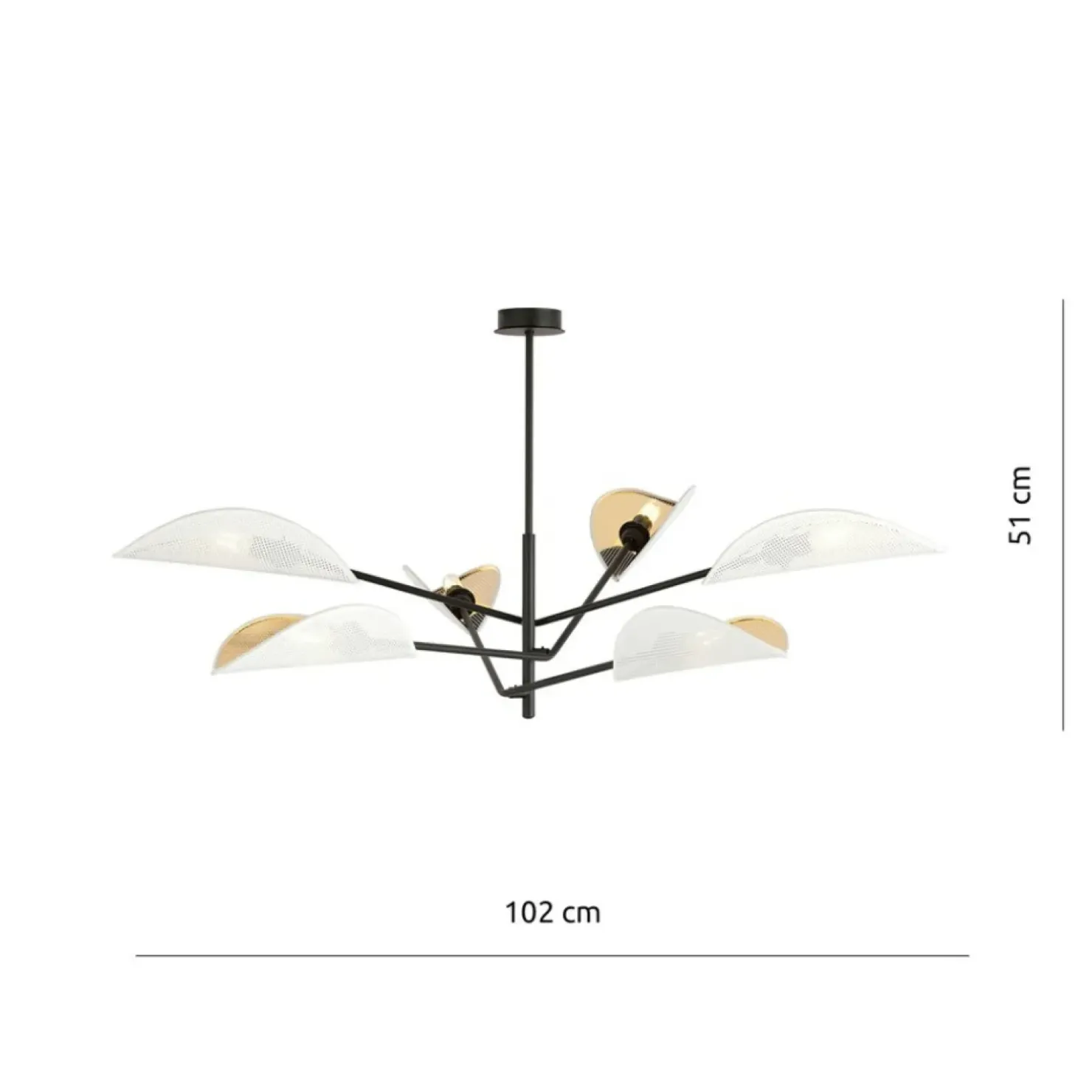 Store Sklep Kaja Lampa sufitowa z biało-złotymi abażurami 1159/6 VENE | Kaja