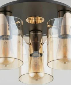 Lampa sufitowa z bursztynowymi, szklanymi kloszami AL 62194 | Kaja*Sklep Kaja Cheap