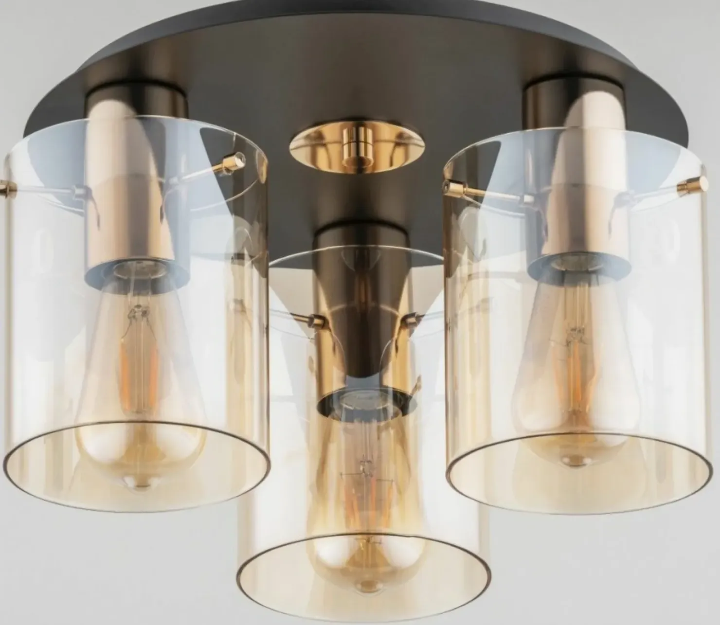 Lampa sufitowa z bursztynowymi, szklanymi kloszami AL 62194 | Kaja*Sklep Kaja Cheap