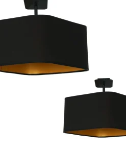 New Sklep Kaja Lampa sufitowa z czarno-złotym abażurem ML6367 NAPOLI | Kaja