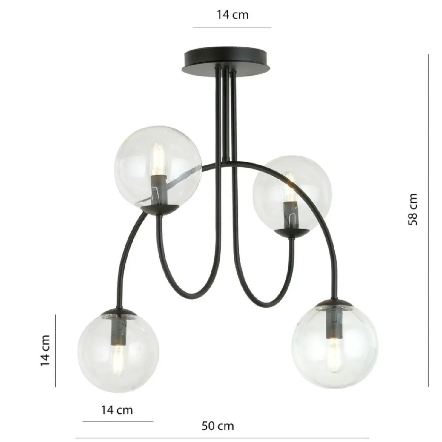 Store Sklep Kaja Lampa sufitowa z czterema kulistymi kloszami 1286/4A z serii ARCHI