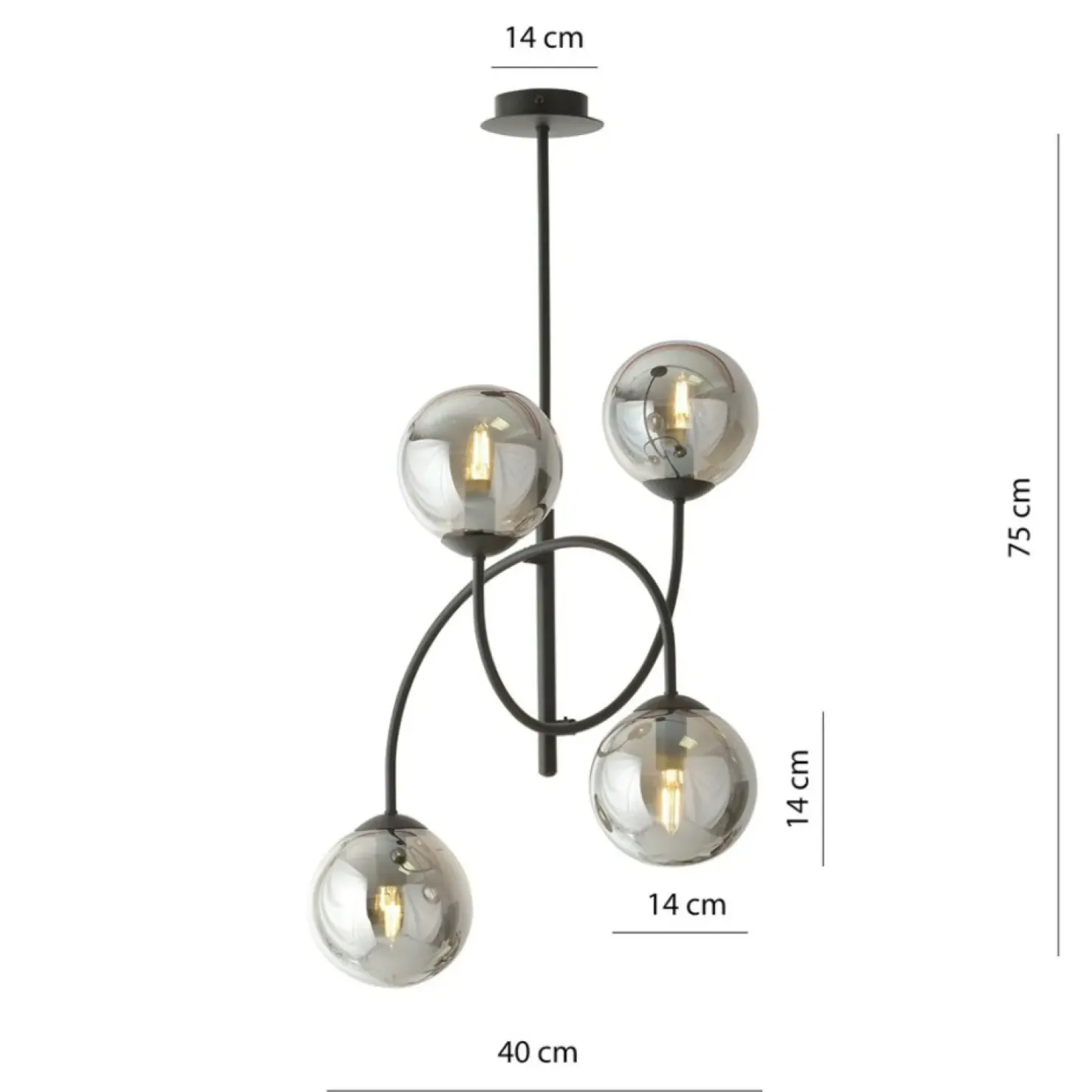 Fashion Sklep Kaja Lampa sufitowa z czterema kloszami w kolorze 1287/4B z serii ARCHI