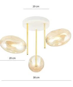 Flash Sale Sklep Kaja Lampa sufitowa z kloszami w kolorze miodowym 1278/3 z serii ARGO